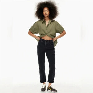 Aritzia Denim Forum The BF High Rise Loose 28L Jean in Black Eyeliner Size 25